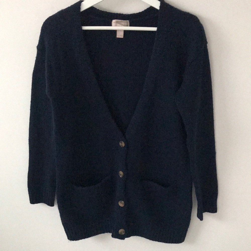 Forever 21 Navy Blue Knit Button-up Cardigan